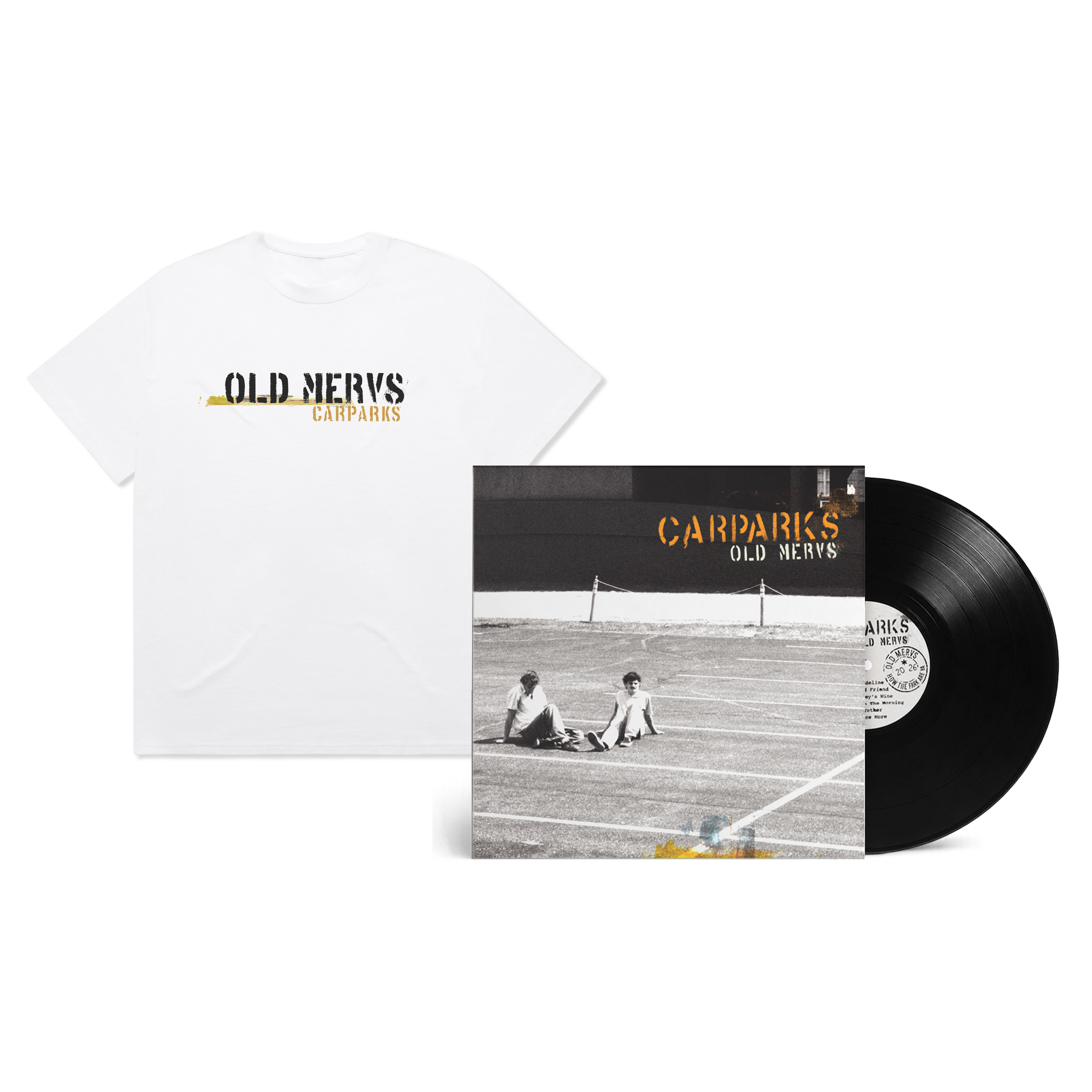 Old Mervs Carparks Tee + Vinyl Bundle - PRE ORDER