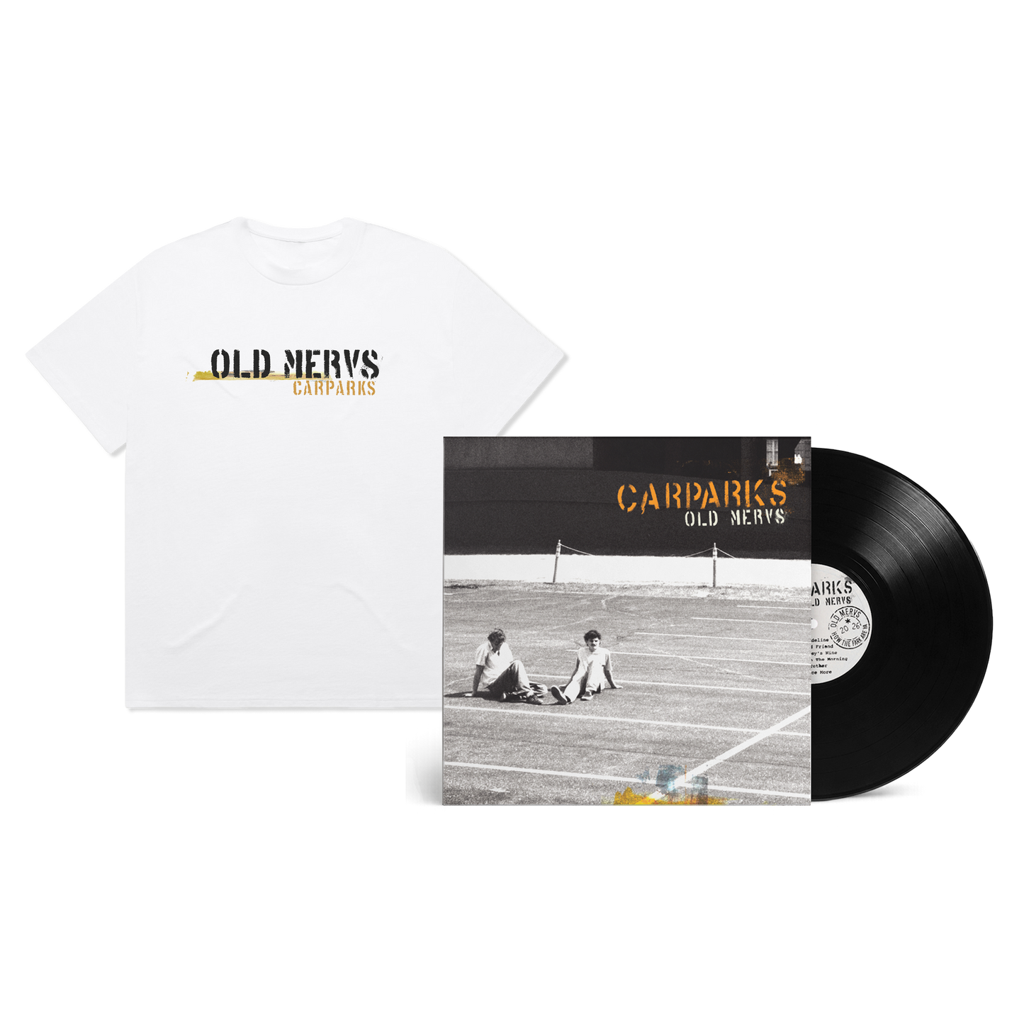 Old Mervs Carparks Tee + Vinyl Bundle - PRE ORDER